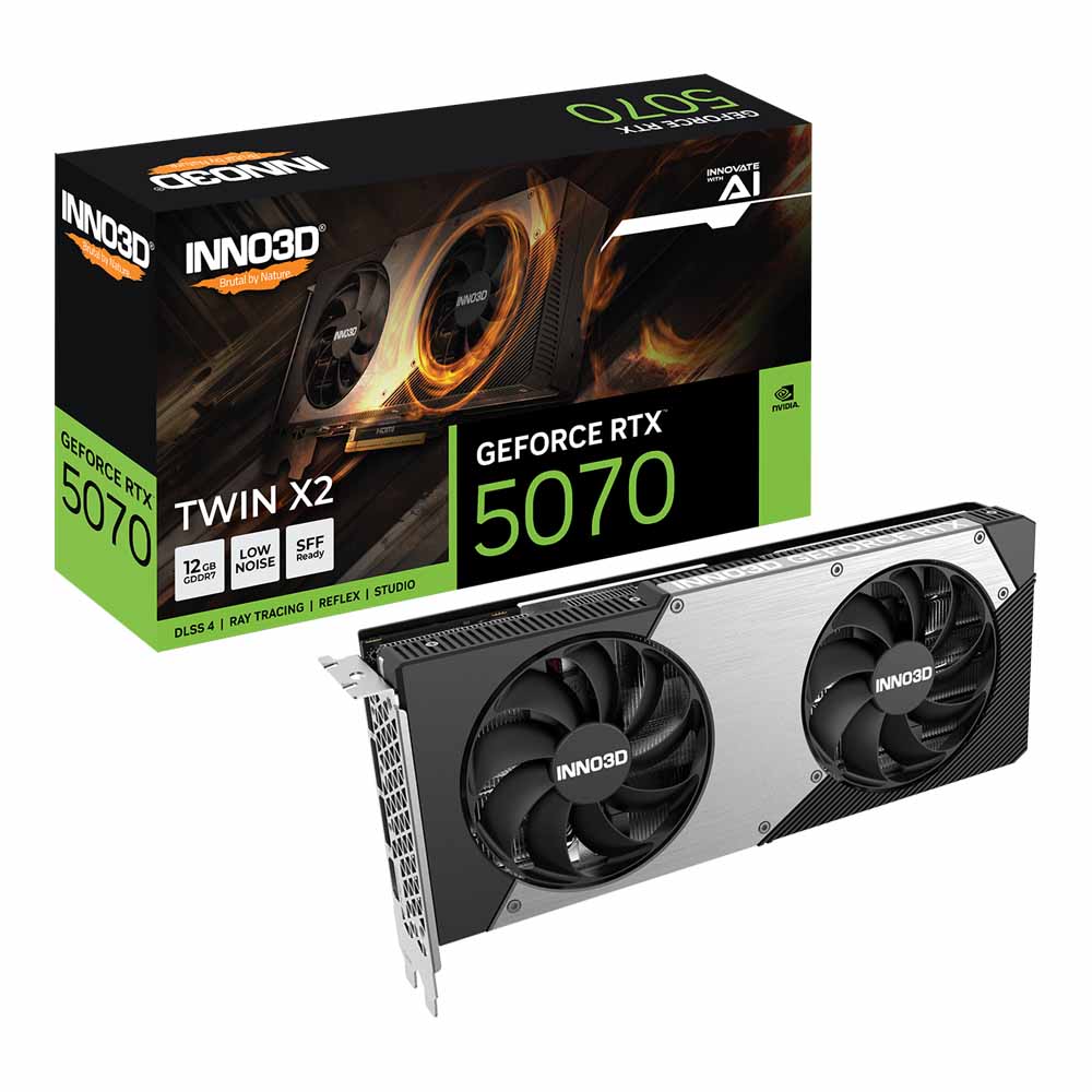VGA (การ์ดแสดงผล) INNO3D GEFORCE RTX 5070 TWIN X2 - 12GB GDDR7 (N50702-12D7-195064N)