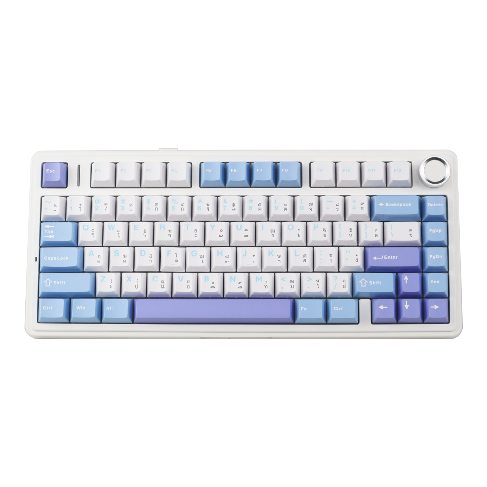 WIRELESS KEYBOARD (คีย์บอร์ดไร้สาย) AULA F75 SKY BLUE SWITCH RGB EN/TH - WHITE-BLUE-PURPLE