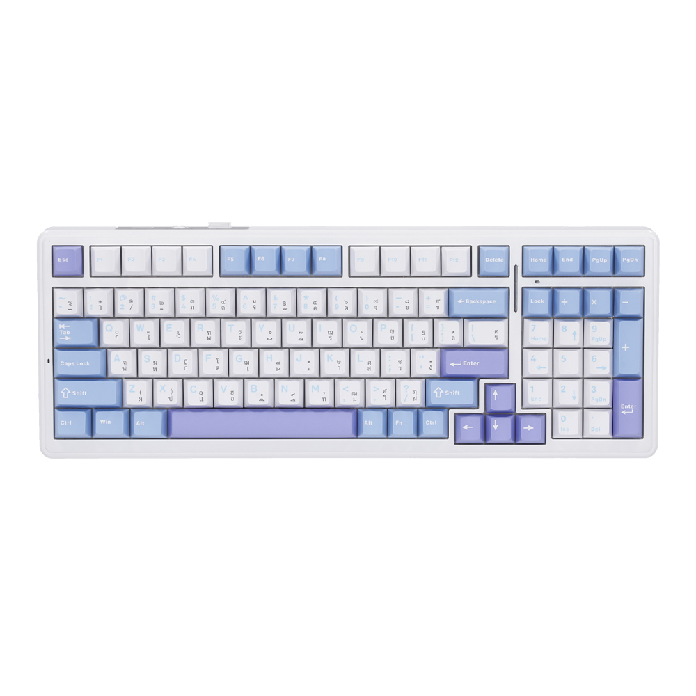 WIRELESS KEYBOARD (คีย์บอร์ดไร้สาย) AULA F99 GRAY WOOD SWITCH V3 RGB EN/TH - WHITE-BLUE- PURPLE