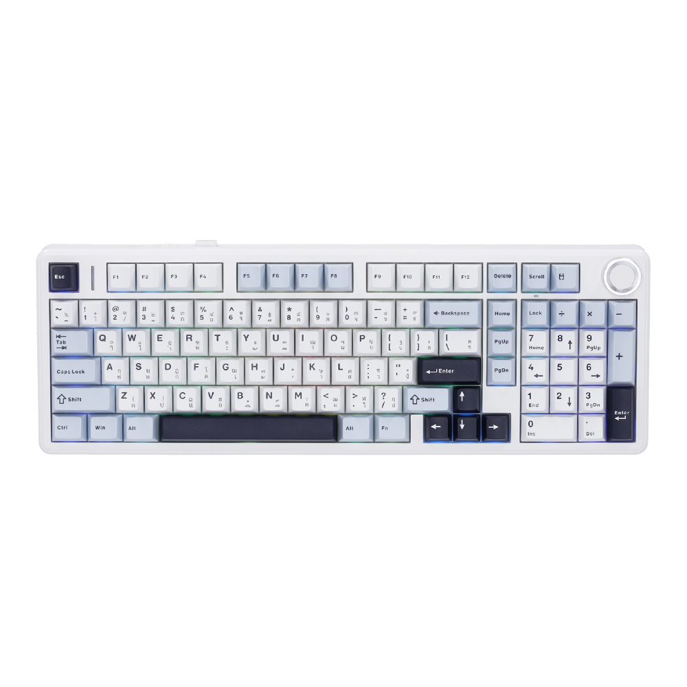 WIRELESS KEYBOARD (คีย์บอร์ดไร้สาย) AULA F99 PRO SKY BLUE SWITCH RGB EN/TH - BLUE-WHITE-BLACK PURPLE