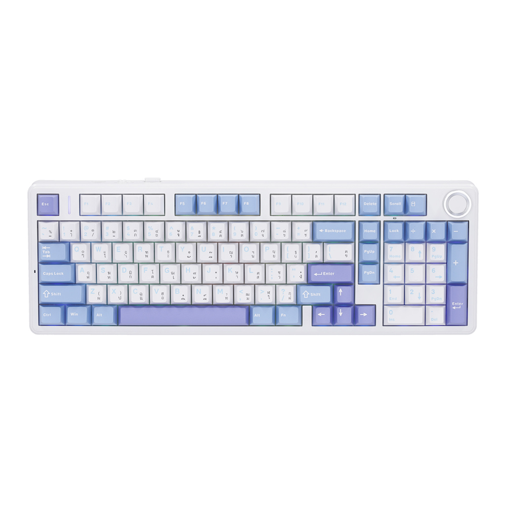 WIRELESS KEYBOARD (คีย์บอร์ดไร้สาย) AULA F99 PRO SKY BLUE SWITCH RGB EN/TH - LIGHT BLUE-WHITE-DARK PURPLE