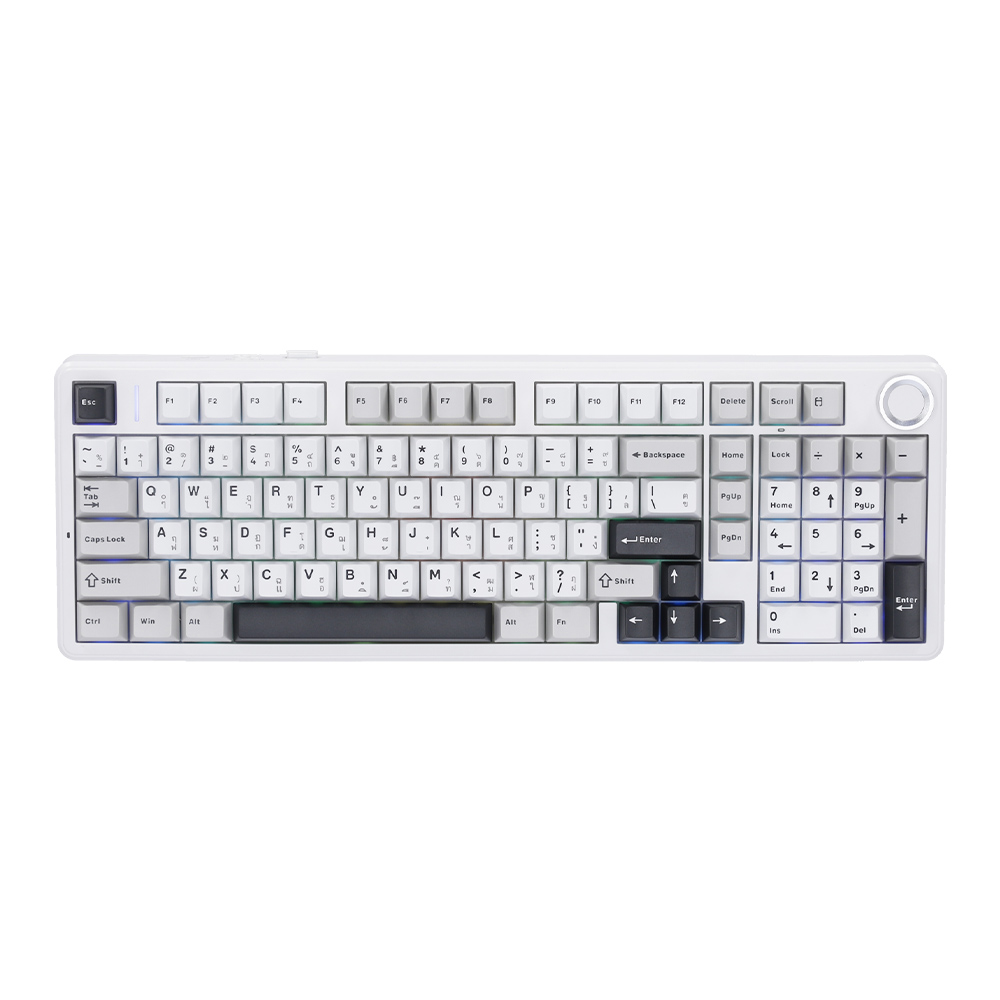 WIRELESS KEYBOARD (คีย์บอร์ดไร้สาย) AULA F99 PRO SKY BLUE SWITCH RGB EN/TH - LIGHT GREY-WHITE-DARK GREY