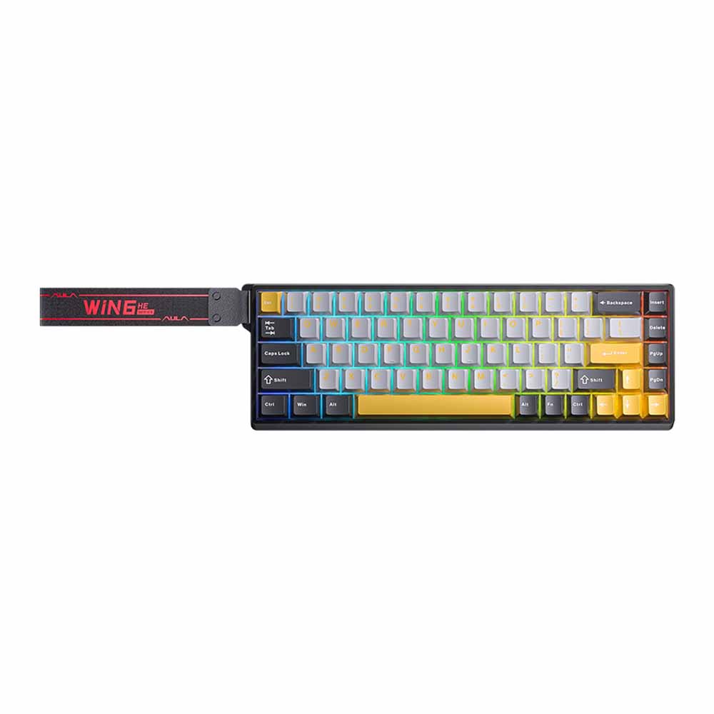KEYBOARD (คีย์บอร์ด) AULA WIN68HE MAX EDITION CHUN MAGNETIC SWITCH RGB EN/TH - BLACK-GREY-YELLOW