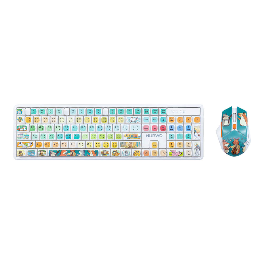 KEYBOARD & MOUSE (คีย์บอร์ดและเมาส์ไร้สาย) NUBWO NKM645 - ANIMAL CITY