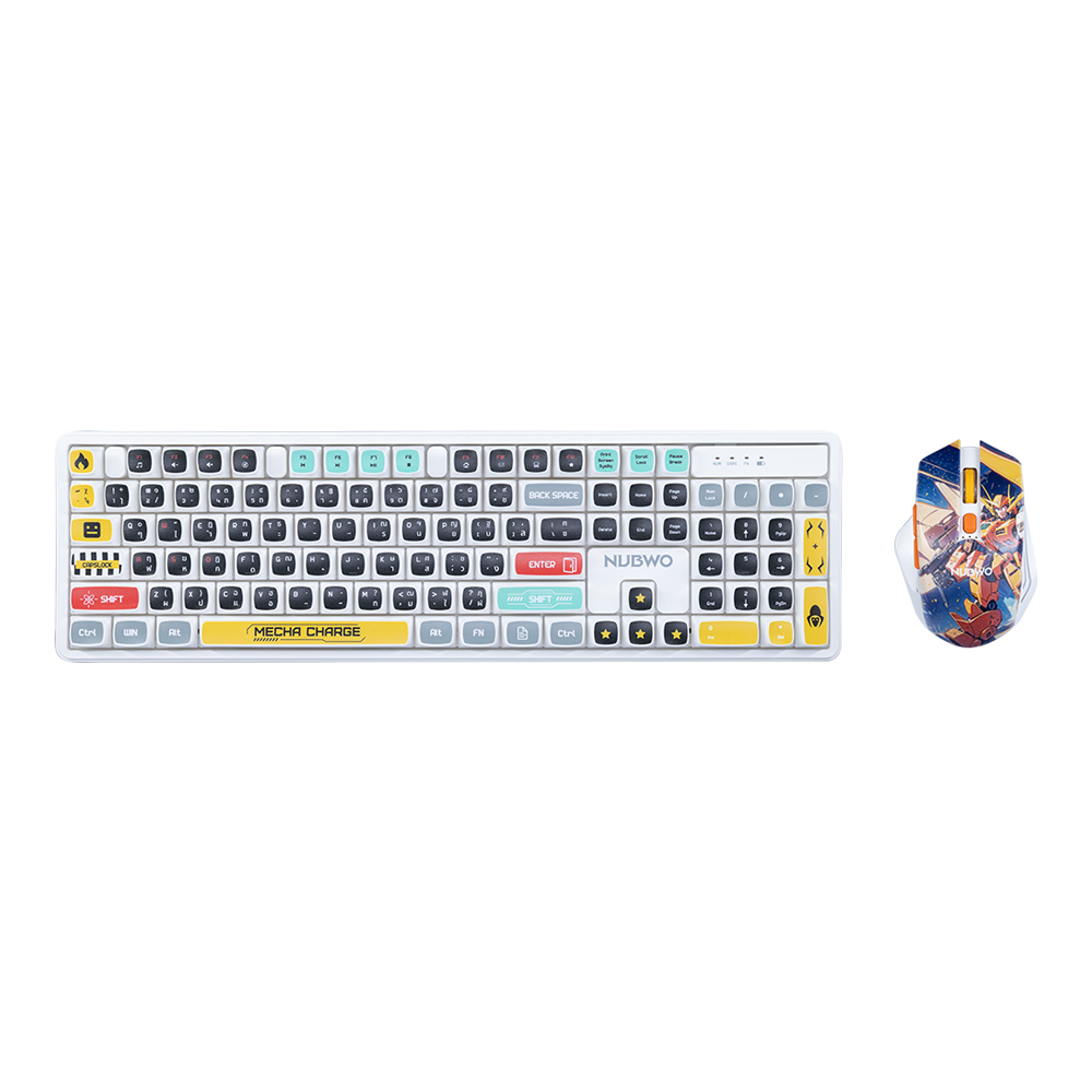 KEYBOARD & MOUSE (คีย์บอร์ดและเมาส์ไร้สาย) NUBWO NKM645 - ORANGE CYBROG