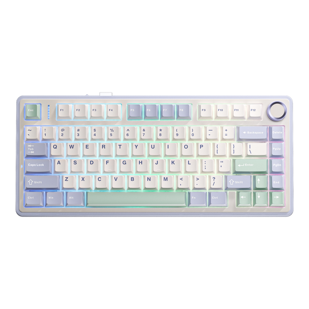 WIRELESS KEYBOARD (คีย์บอร์ดไร้สาย) AULA F75 GREY SWITCH RGB EN/TH - PURPLE-BEIGE-GREEN