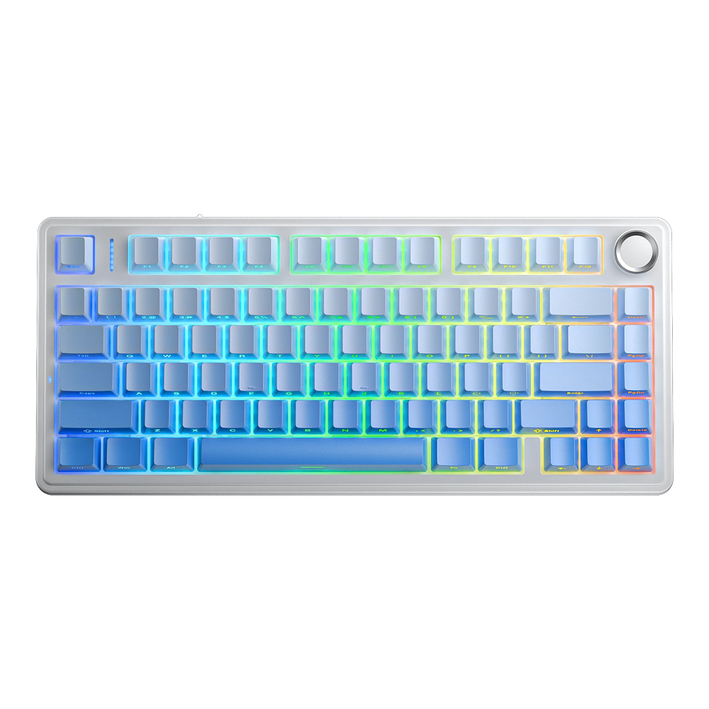 WIRELESS KEYBOARD (คีย์บอร์ดไร้สาย) AULA F75 SKY BLUE SWITCH RGB EN - WHITE-GRADIENT-BLUE