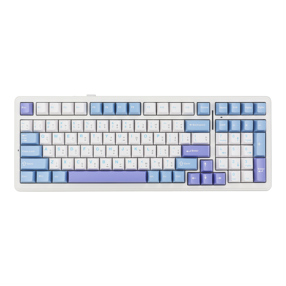 WIRELESS KEYBOARD (คีย์บอร์ดไร้สาย) AULA F99 GRAY WOOD SWITCH V3 RGB EN/TH - WHITE-BLUE-BLACK PURPLE