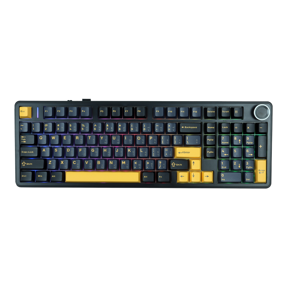 WIRELESS KEYBOARD (คีย์บอร์ดไร้สาย) AULA F99 PRO SKY BLUE SWITCH RGB EN/TH - BLACK-DARK BLUE-ORANGE