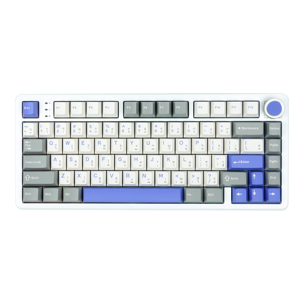 WIRELESS KEYBOARD (คีย์บอร์ดไร้สาย) AULA FIRE-75 CARAMEL SWITCH RGB EN/TH - GRAY-WHITE-BLUE