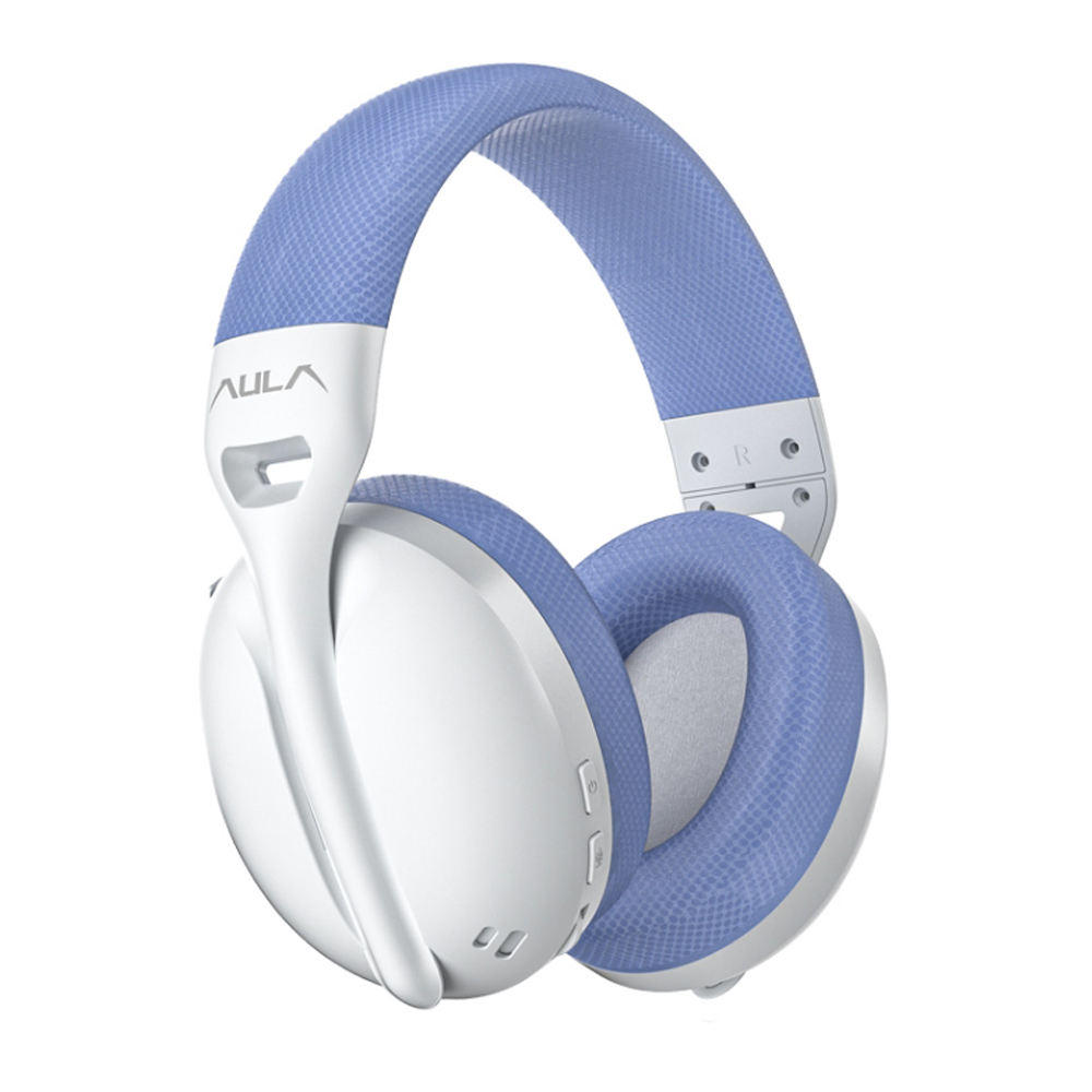 WIRELESS HEADSET (หูฟังไร้สาย) AULA S6 - WHITE-BLUE