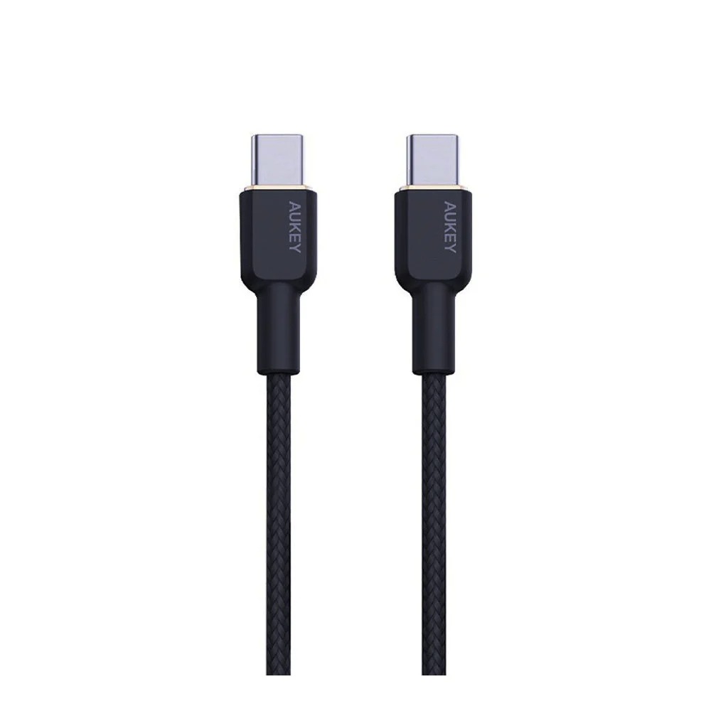 CHARGER CABLE (สายชาร์จ) AUKEY CIRCLET CB-NCC1 USB-C TO USB-C BRAIDED NYLON 1M - BLACK