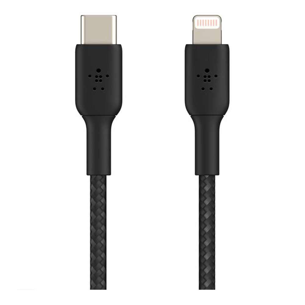 CHARGER CABLE (สายชาร์จ) BELKIN BOOSTCHARGE BRAIDED USB-C TO LIGHTNING 2M - BLACK (CAA004BT2MBK)