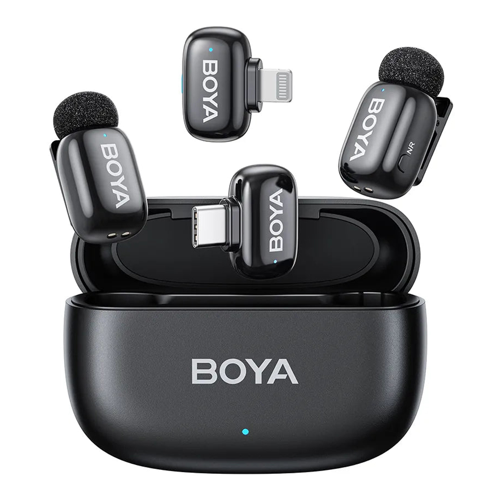 WIRELESS MICROPHONE (ไมโครโฟนไร้สาย) BOYA MINI - 2 MIC USB-C + LIGHTNING RECEIVER BLACK MINI-12