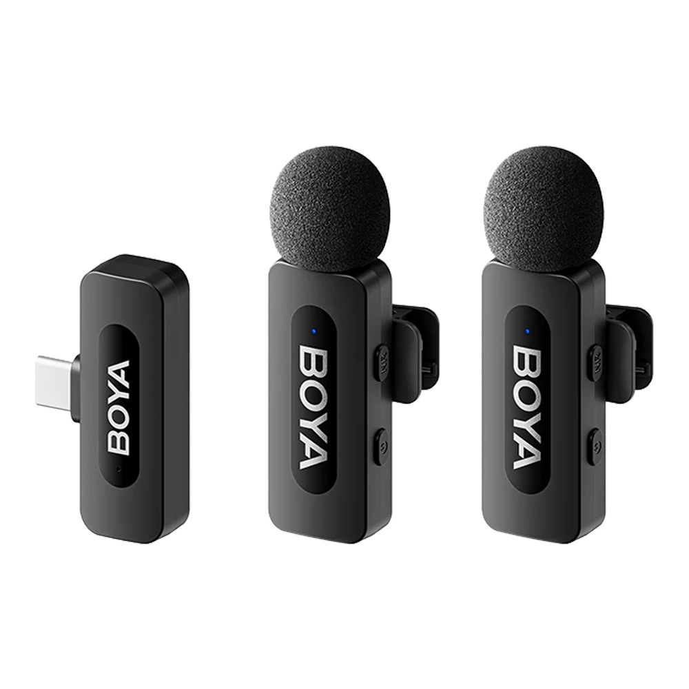 WIRELESS MICROPHONE (ไมโครโฟนไร้สาย) BOYA BY-V20 - 2 MIC + USB-C RECEIVER BLACK