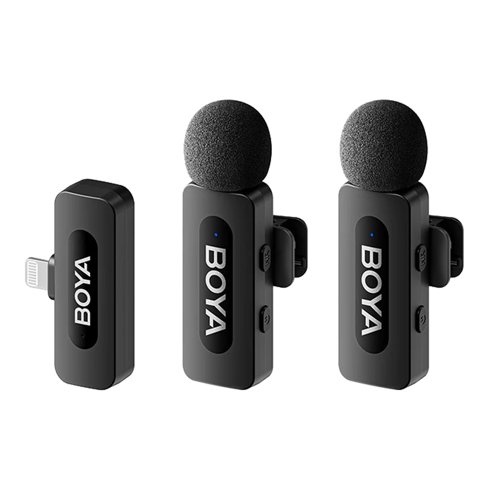 WIRELESS MICROPHONE (ไมโครโฟนไร้สาย) BOYA BY-V2 - 2 MIC + LIGHTNING RECEIVER BLACK