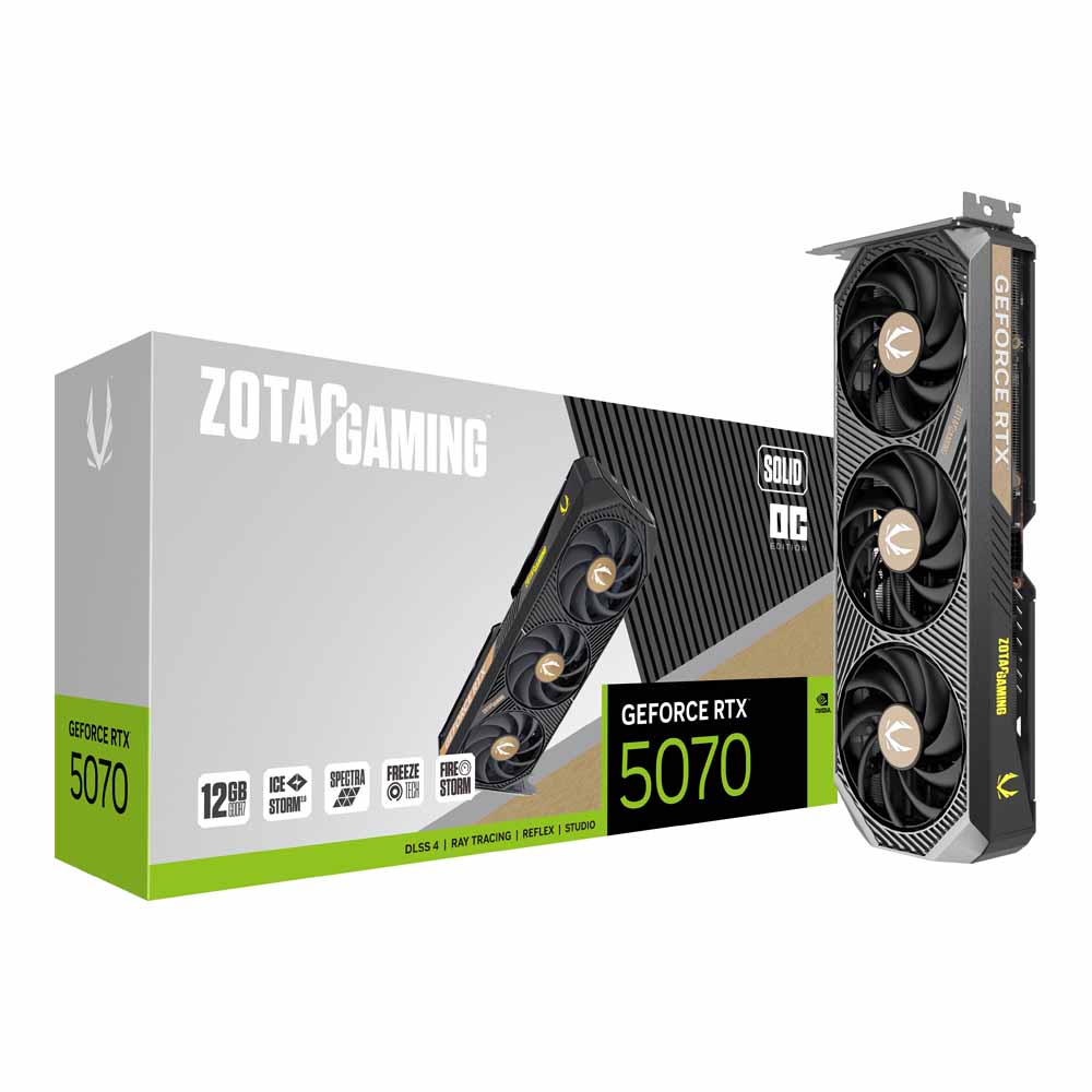 VGA (การ์ดแสดงผล) ZOTAC GAMING GEFORCE RTX 5070 SOLID OC - 12GB GDDR7 (ZT-B50700J-10P)