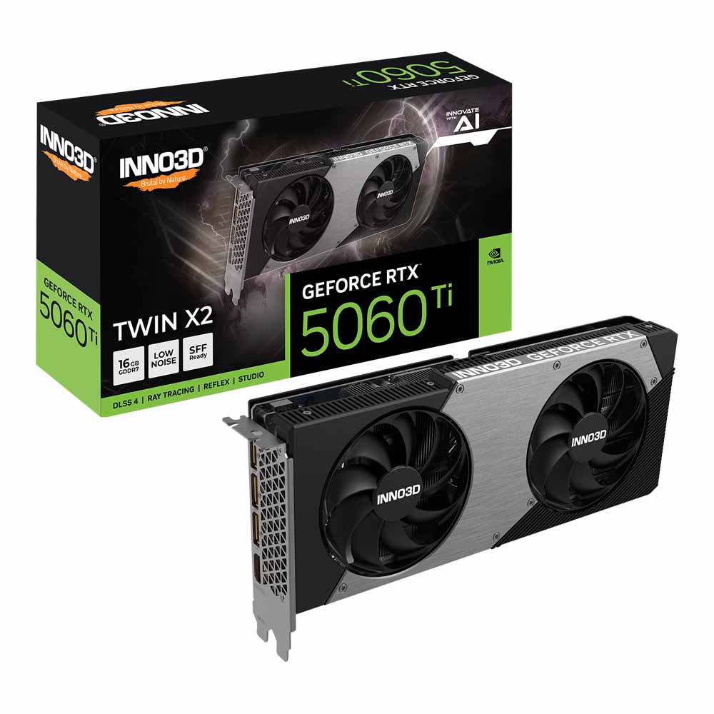 VGA (การ์ดแสดงผล) INNO3D GEFORCE RTX 5060 TI 16GB TWIN X2 - 16GB GDDR7