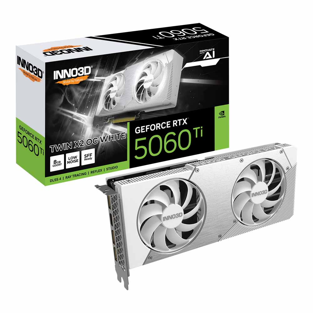 VGA (การ์ดแสดงผล) INNO3D GEFORCE RTX 5060 TI 8GB TWIN X2 OC WHITE - 8GB GDDR7