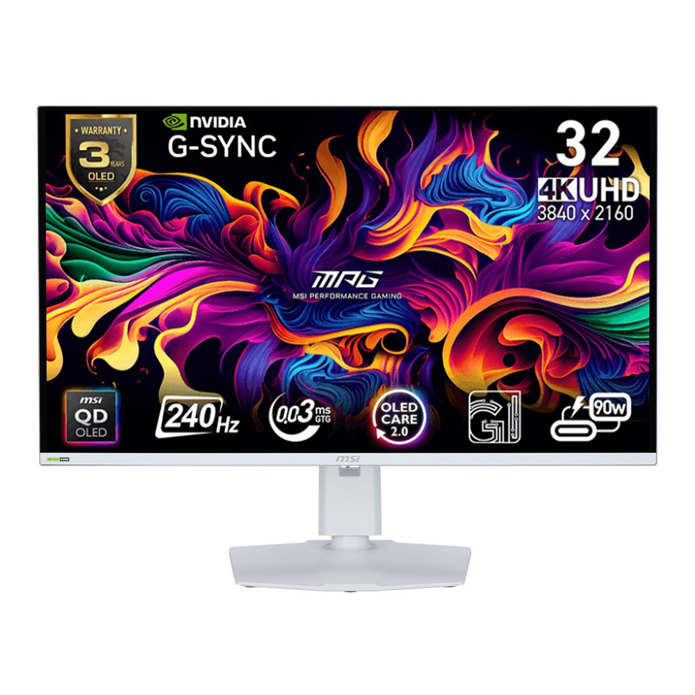 Monitor (จอมอนิเตอร์) MSI MPG 321URXW QD-OLED - 31.5 Inch QD-OLED 4K 240Hz Nvidia G-Sync Compatible USB-C