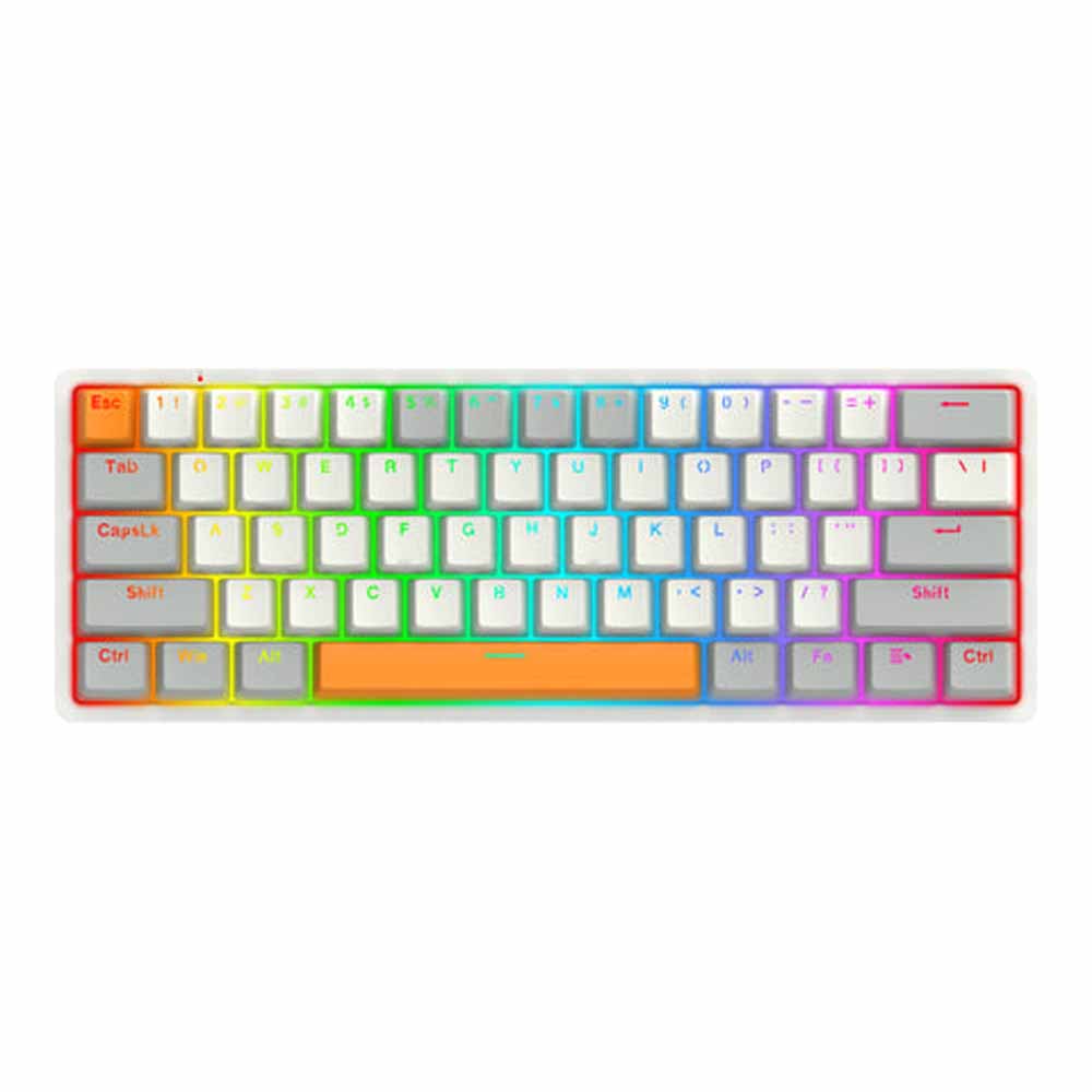 KEYBOARD (คีย์บอร์ด) REDRAGON AKALI K642 BROWN SWITCH RGB EN/TH - WHITE-GREY-YELLOW