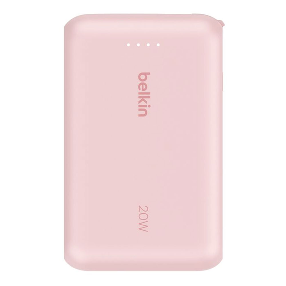 POWER BANK (พาวเวอร์แบงค์) BELKIN BOOSTCHARGE WITH INTEGRATED CABLE WITH USB-C 10000 mAh - PINK (BPB021FQPK)