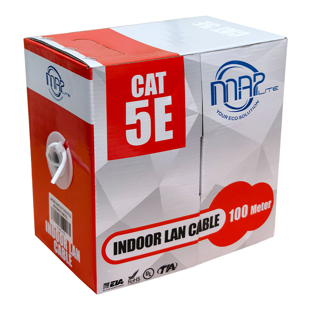 LAN CABLE (สายแลน) MAP CABLE24AWG U/UTP CAT5E PVC CCA INDOOR WHITE 100M (CCA5E-8100)