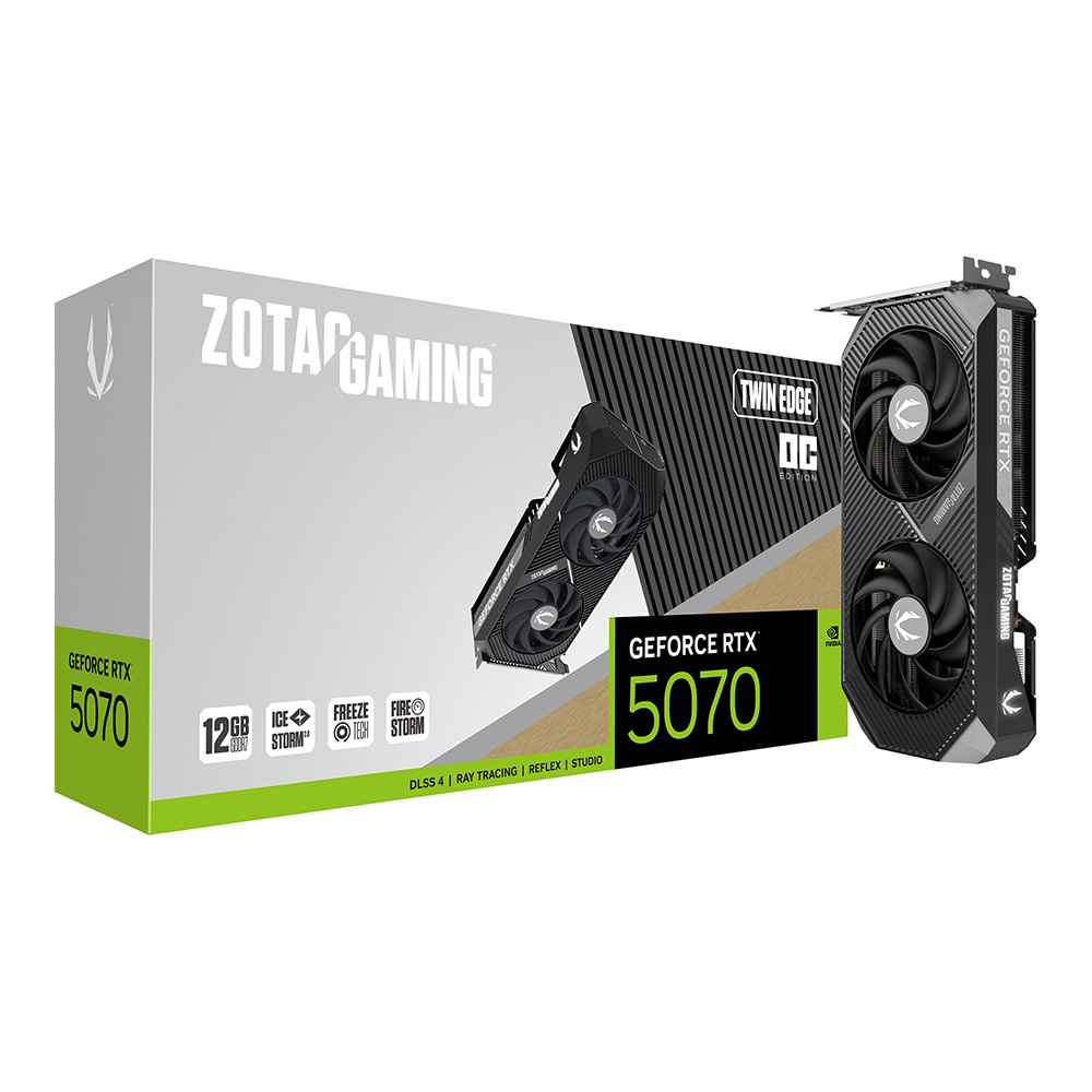 VGA (การ์ดแสดงผล) ZOTAC GAMING GEFORCE RTX 5070 TWIN EDGE OC - 12GB GDDR7 (ZT-B50700H-10P)