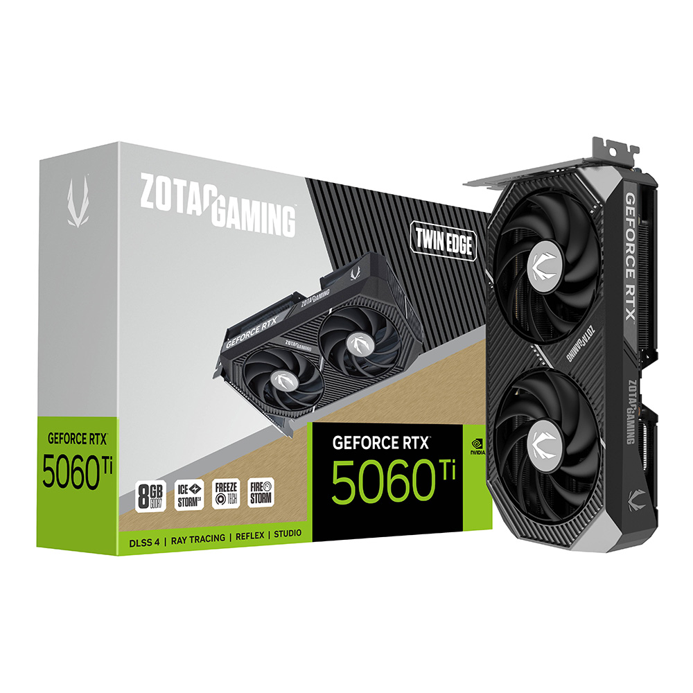 VGA (การ์ดแสดงผล) ZOTAC GAMING GEFORCE RTX 5060 TI 8GB TWIN EDGE - 8GB GDDR7 (ZT-B50610E-10M)