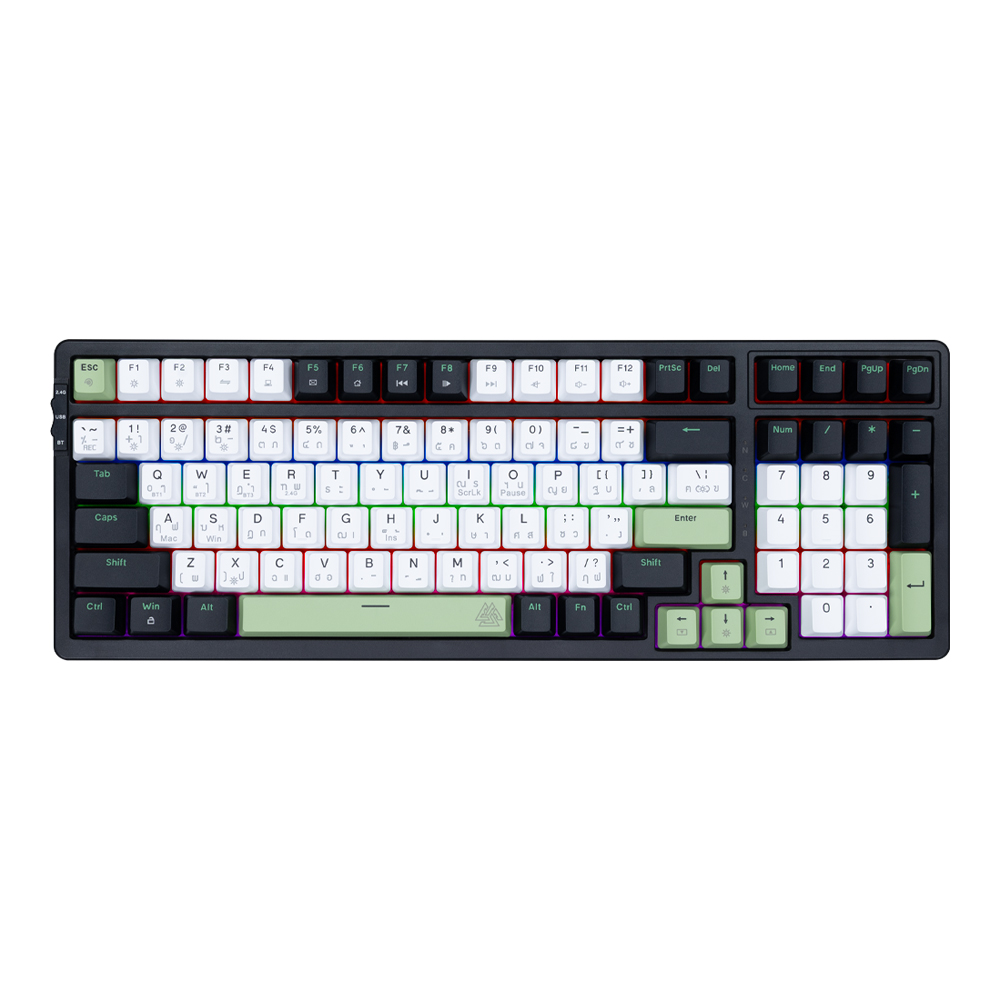 WIRELESS KEYBOARD (คีย์บอร์ดไร้สาย) EGA TYPE CMK9 RED SWITCH MINI RGB EN/TH - BLACK-WHITE-GREEN
