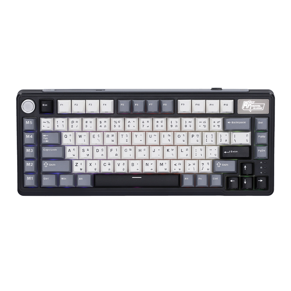 WIRELESS KEYBOARD (คีย์บอร์ดไร้สาย) ROYAL KLUDGE RKL75 LINEAR CREAM SWITCH RGB EN/TH - KNIGHT BLACK