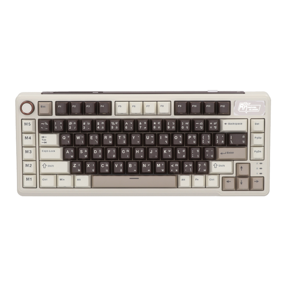 WIRELESS KEYBOARD (คีย์บอร์ดไร้สาย) ROYAL KLUDGE RKL75 TACTILE BEIGE SWITCH RGB EN/TH - MOCHA GREY