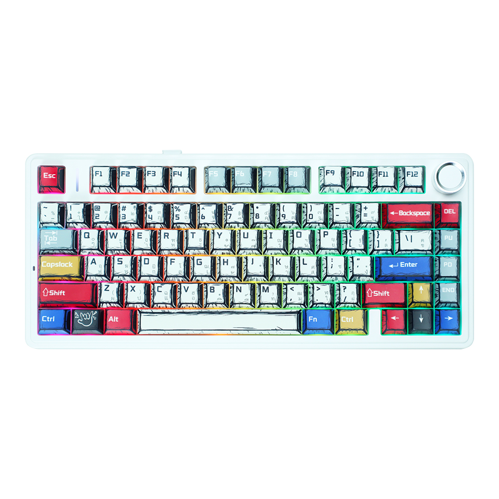 WIRELESS KEYBOARD (คีย์บอร์ดไร้สาย) AULA F75 GREEN SWITCH RGB EN/TH - COMICS