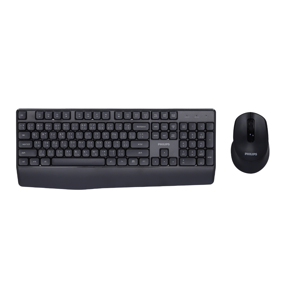 KEYBOARD & MOUSE (คีย์บอร์ดและเมาส์ไร้สาย) PHILIPS SPT6348 - BLACK