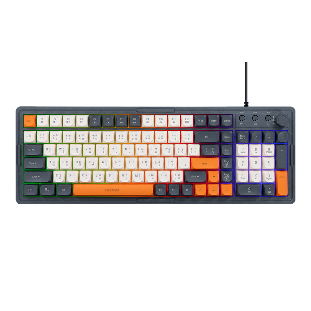 KEYBOARD (คีย์บอร์ด) NUBWO NK52 - RUBBER DOME RAINBOW LED EN/TH BLACK-WHITE-ORANGE