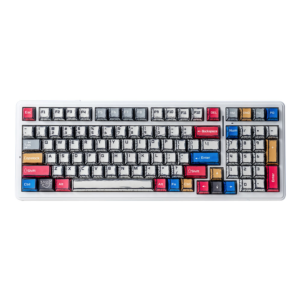 WIRELESS KEYBOARD (คีย์บอร์ดไร้สาย) AULA F99 GRAY WOOD SWITCH V.3 HOT RGB EN - COMICS