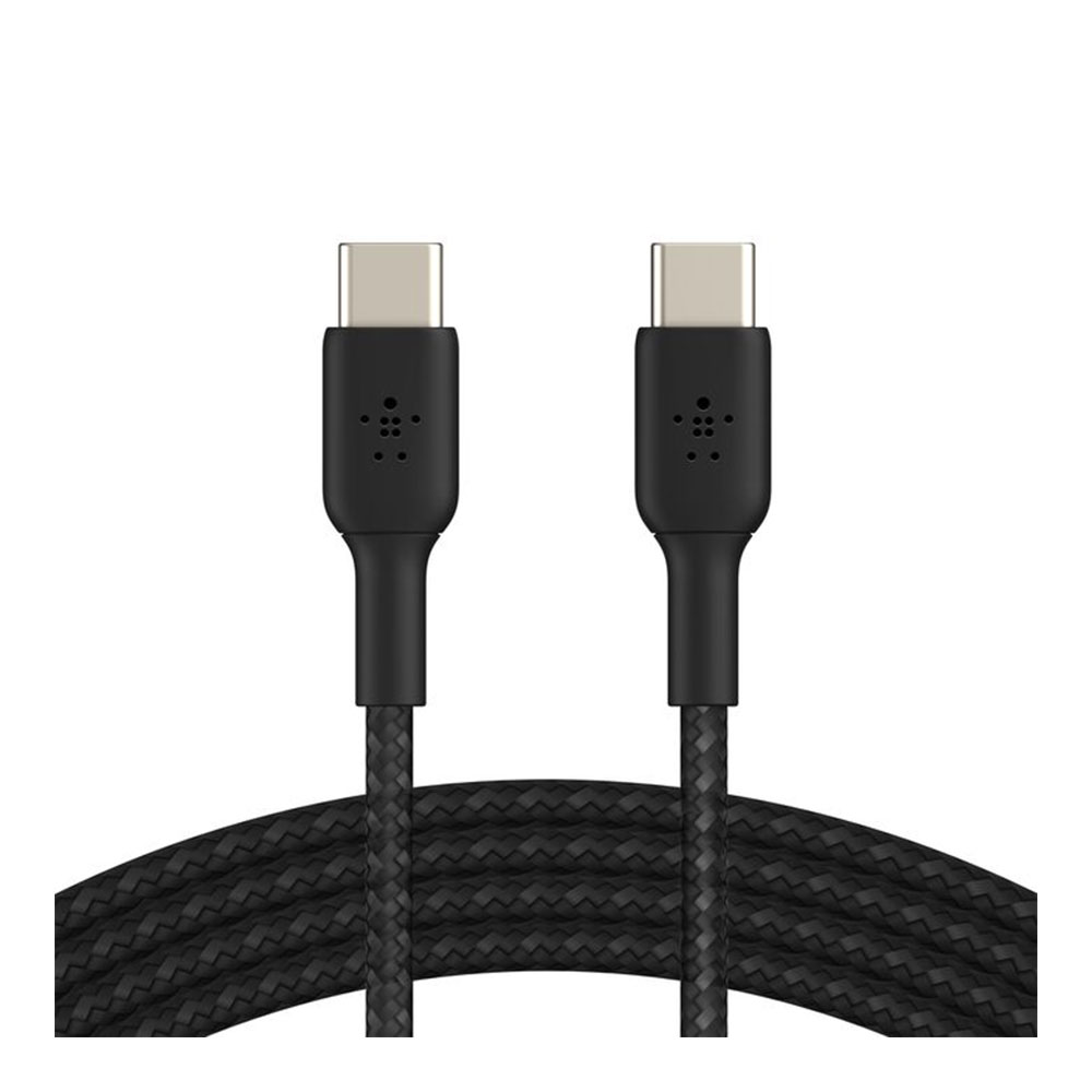 CHARGER CABLE (สายชาร์จ) BELKIN BOOSTCHARGE BRAIDED USB-C TO USB-C CABLE 60W 2M - BLACK (CAB004bt2MBK)