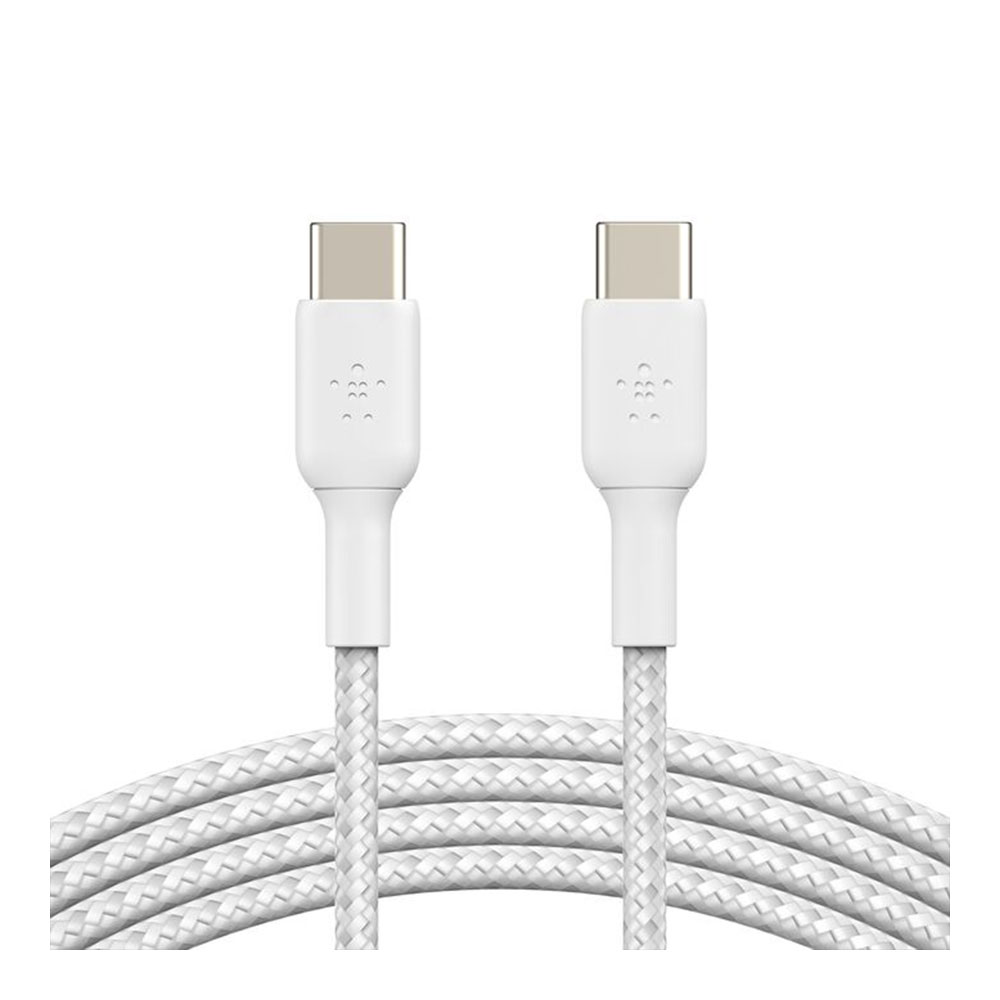 CHARGER CABLE (สายชาร์จ) BELKIN BOOSTCHARGE BRAIDED USB-C TO USB-C CABLE 60W 2M - WHITE (CAB004bt2MWH)