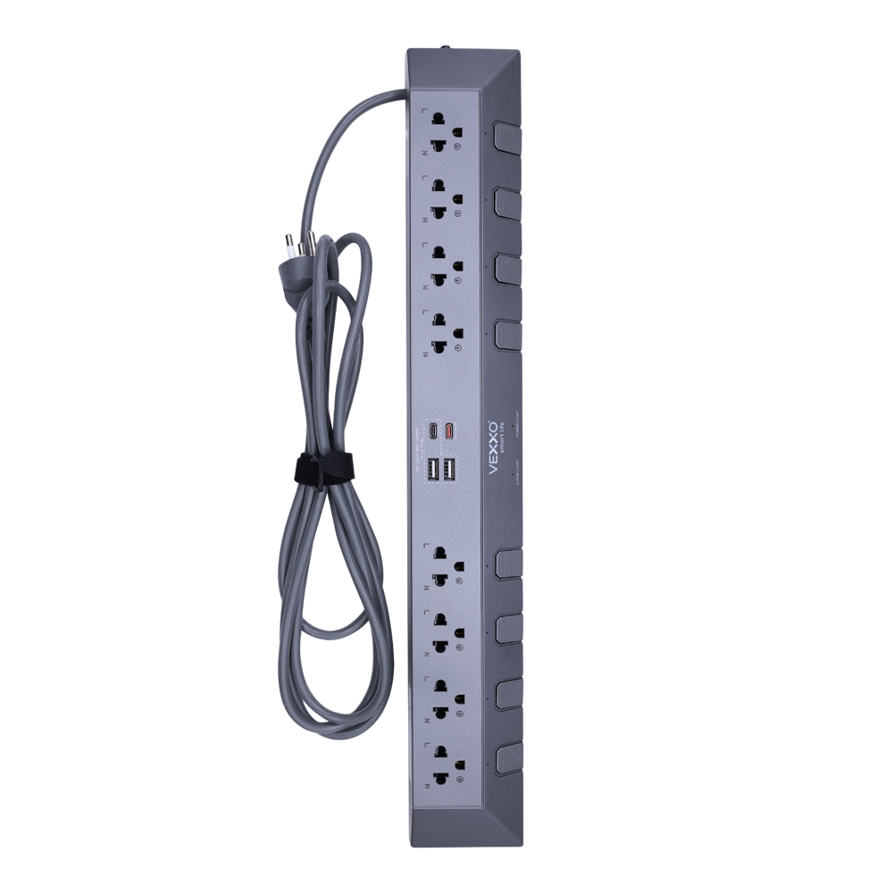 PLUG (ปลั๊กไฟ) VEXXO D0-883 8 OUTLET 8 SWITCH 1 USB-A 2 USB-C 3 METER 3500 WATT (F5ST3-DO03-8831)