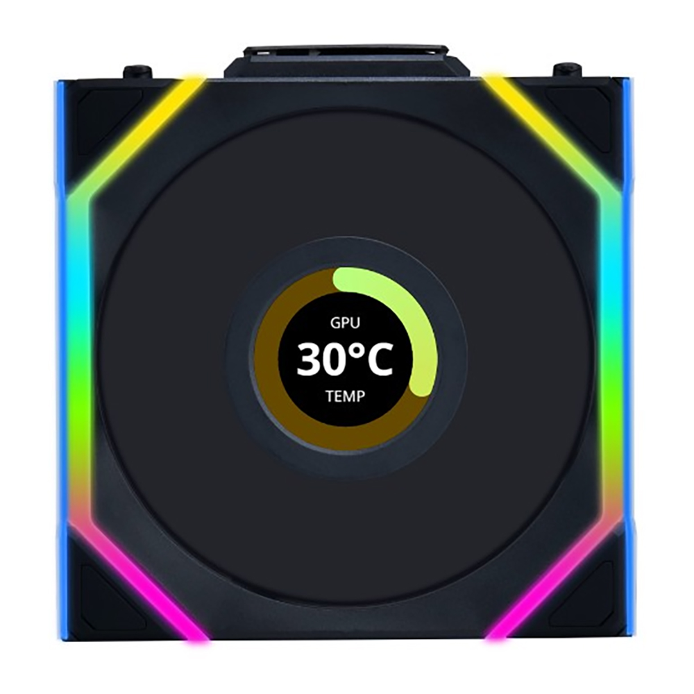 CASE FAN (พัดลมเคส) LIAN LI UNI FAN SL WIRELESS LCD 120 REVERSE BLADE - BLACK (12RSLLCD1W1B)
