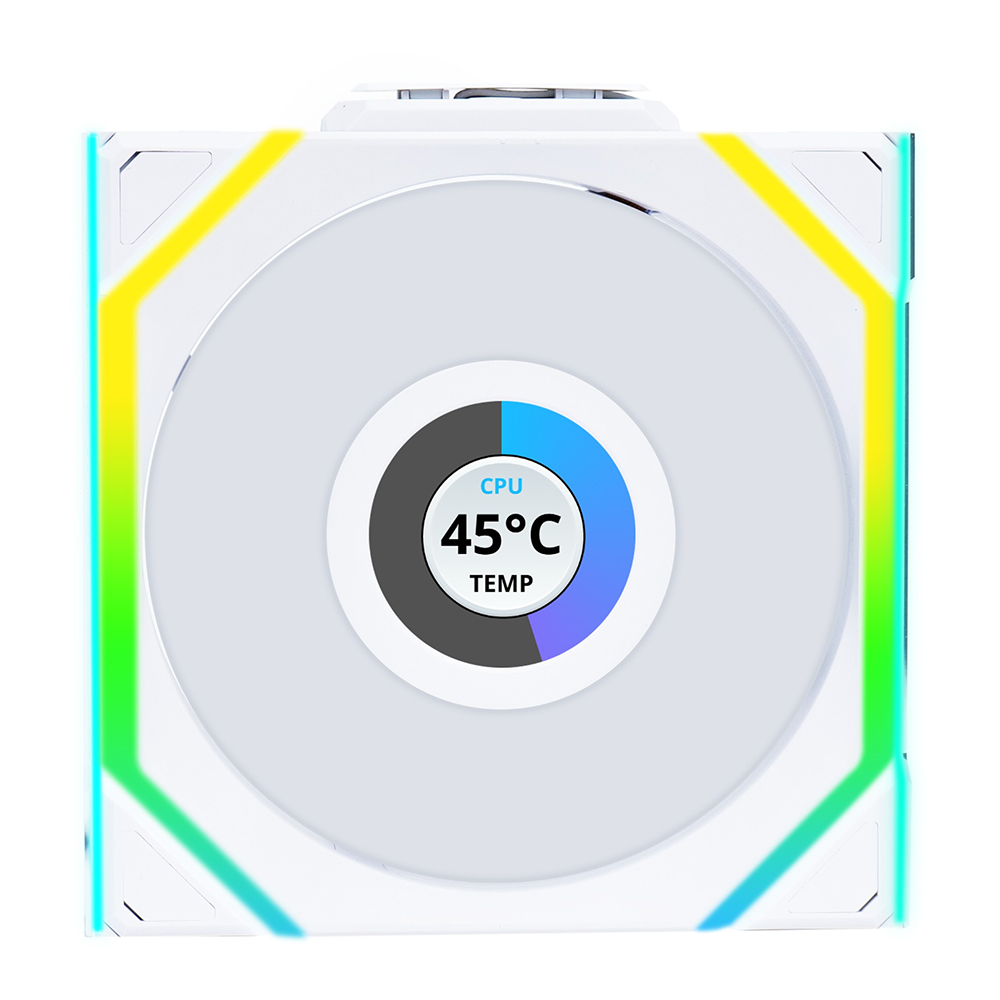 CASE FAN (พัดลมเคส) LIAN LI UNI FAN SL WIRELESS LCD 120 REVERSE BLADE - WHITE (12RSLLCD1W1W)