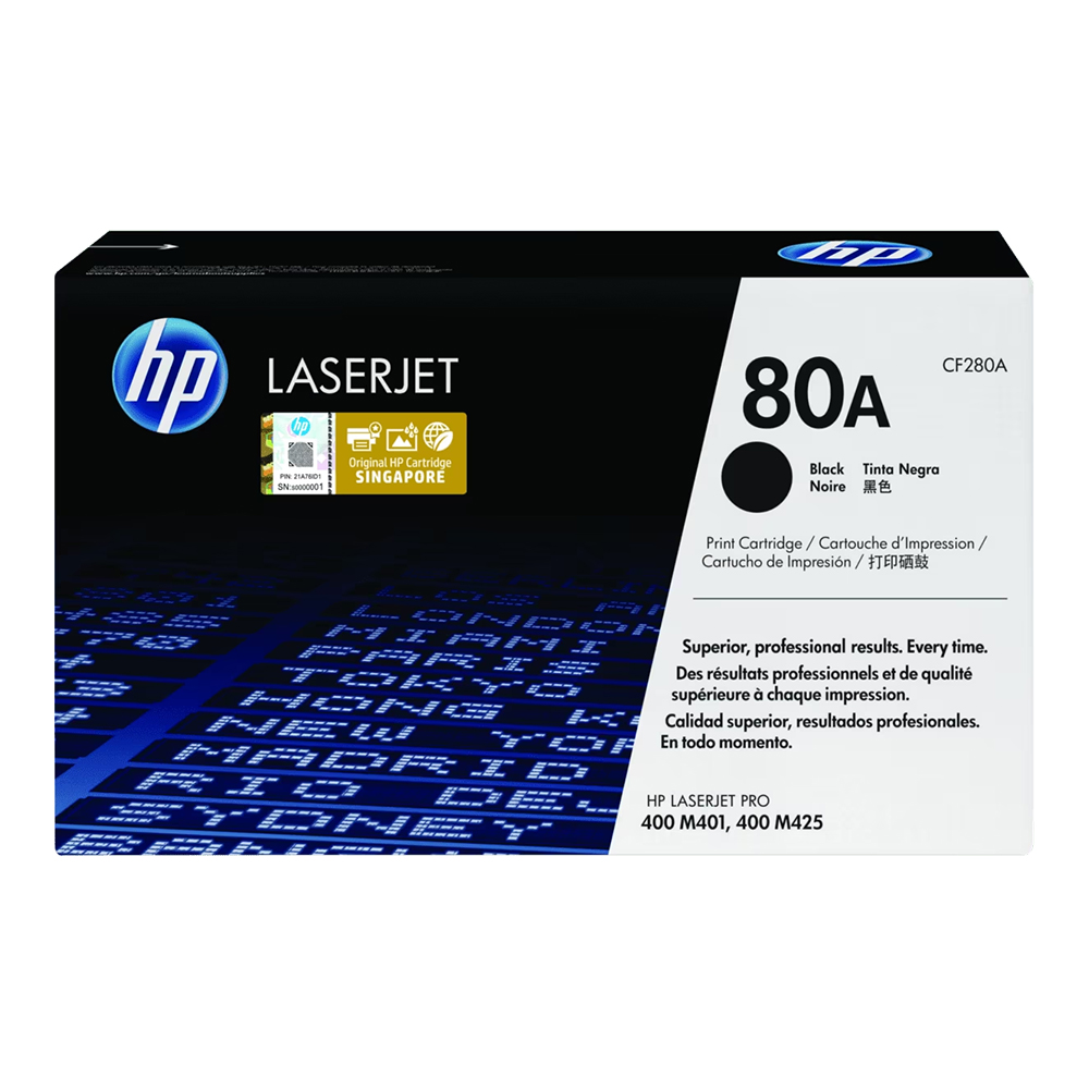 TONER (หมึกสำหรับเครื่องพิมพ์) HP 80A BLACK ORIGINAL LASERJET TONER CARTRIDGE (CF280A)