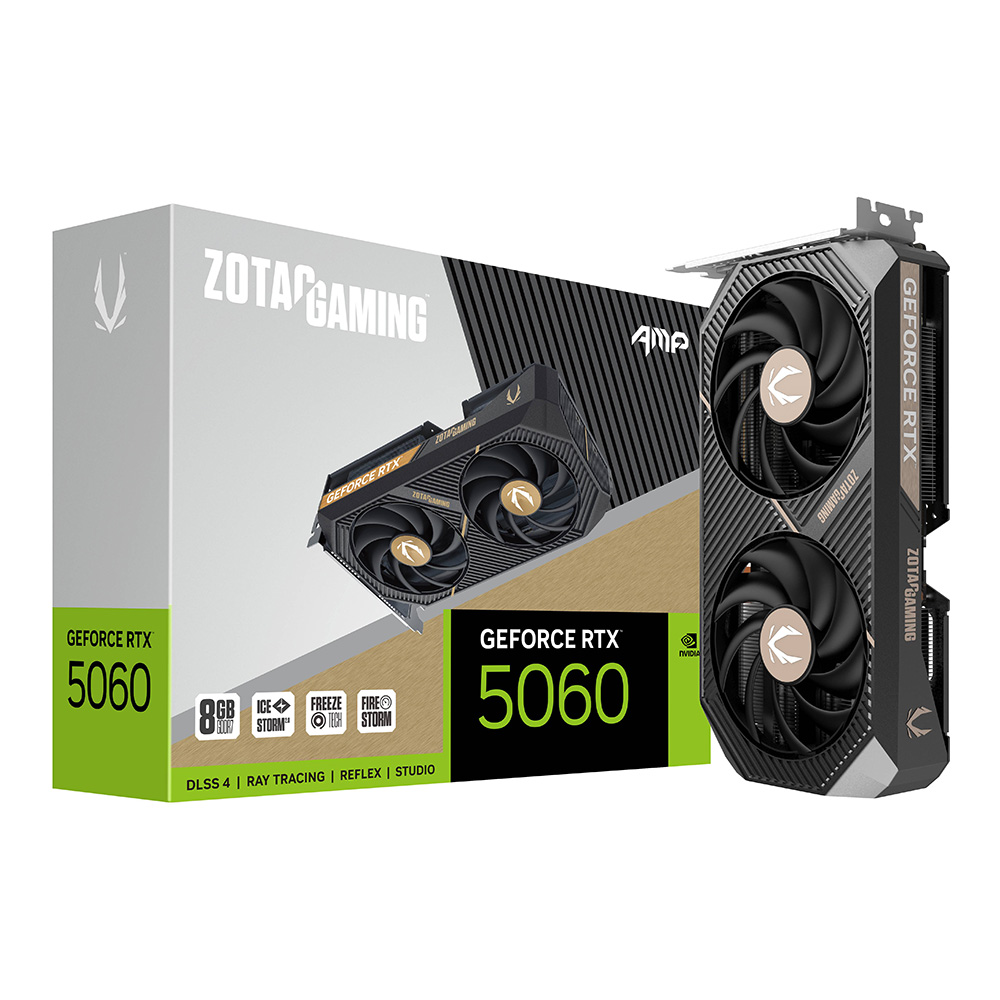 VGA (การ์ดแสดงผล) ZOTAC GAMING GEFORCE RTX 5060 AMP - 8GB GDDR7 (ZT-B50600F-10M)