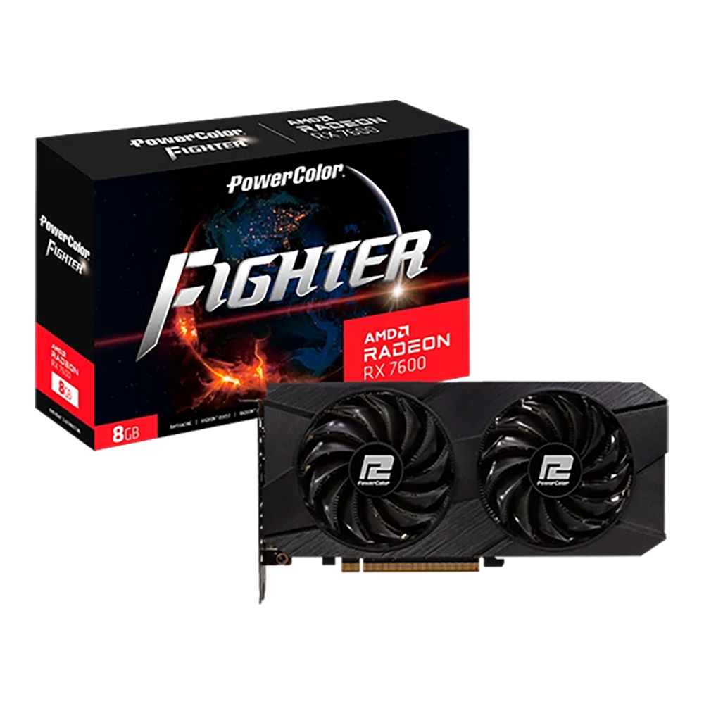 VGA (การ์ดแสดงผล) POWERCOLOR FIGHTER AMD RADEON RX 7600 8GB GDDR6 (RX7600 8G-F/V2)