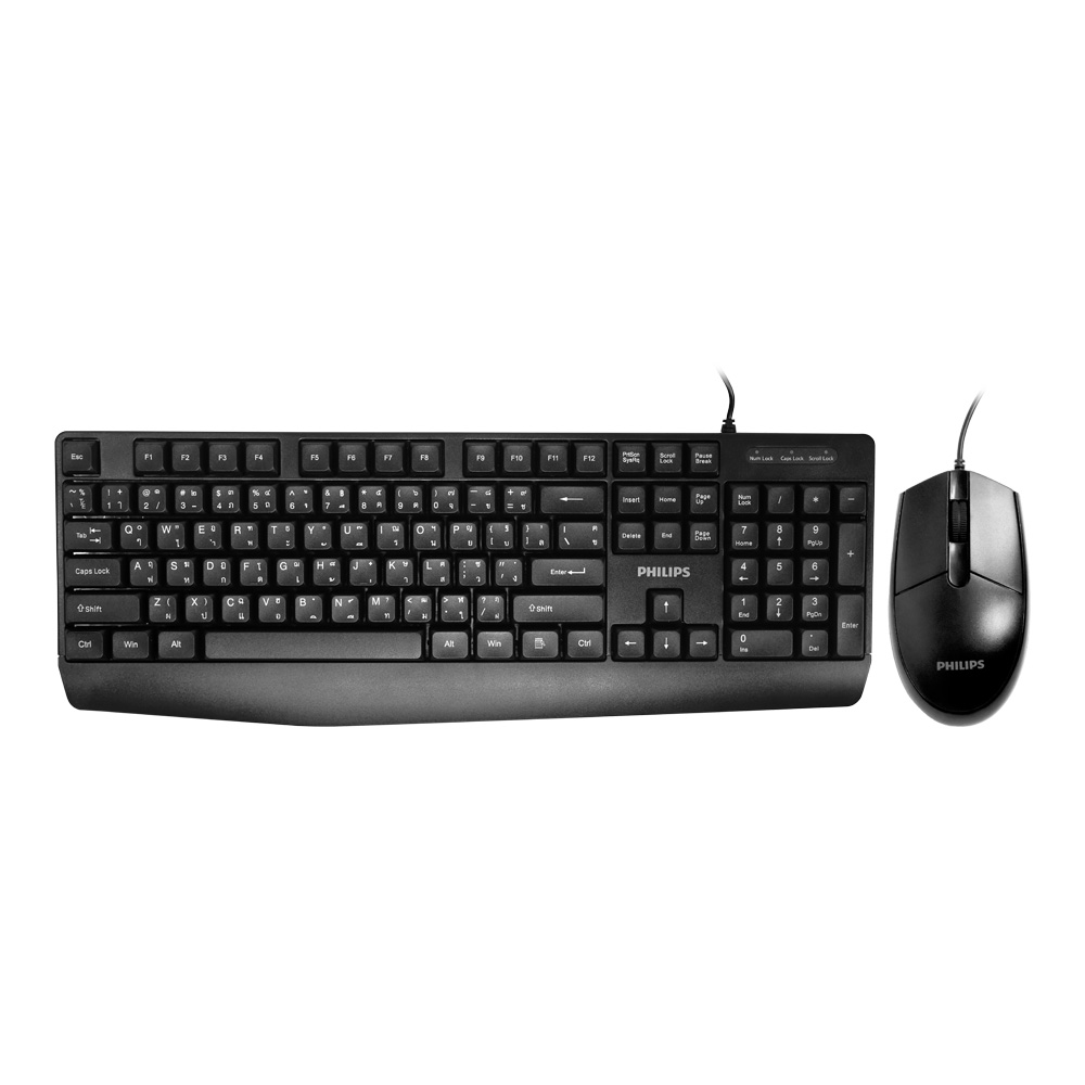 KEYBOARD & MOUSE (คีย์บอร์ดและเมาส์) PHILIPS SPT6237 WIRED KEYBOARD & MOUSE COMBO - BLACK
