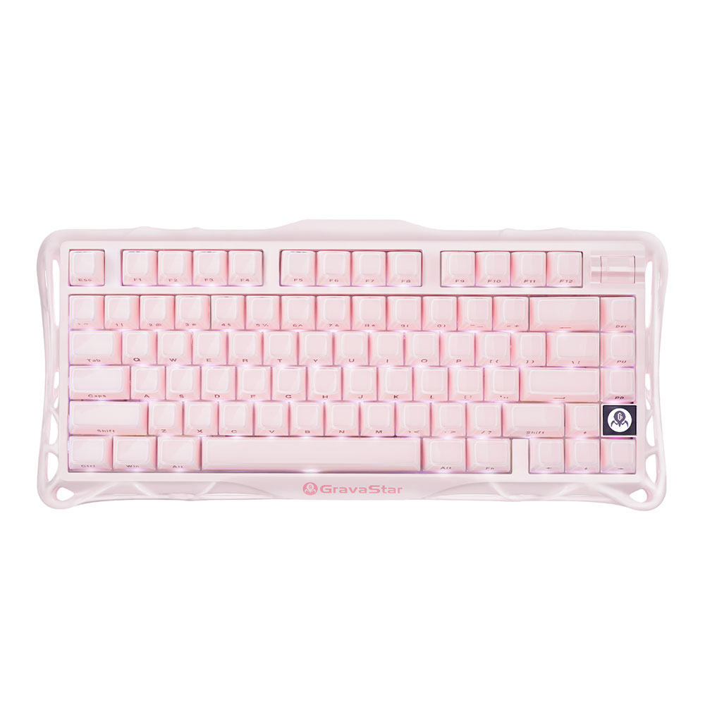 WIRELESS KEYBOARD (คีย์บอร์ดไร้สาย) GRAVASTAR MERCURY K1 - SAKURA PINK KAILH CHEERY PINK LINEAR SWITCHES EN