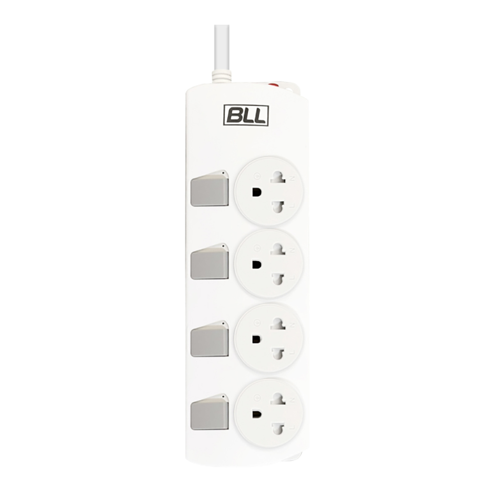 PLUG (ปลั๊กไฟ) BLL B95 4 OUTLET 4 SWITCH 3 METER 3680 WATT - WHITE