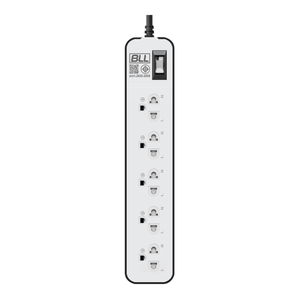 PLUG (ปลั๊กไฟ) BLL B46 5 OUTLET 1 SWITCH 3 METER 2300 WATT - WHITE