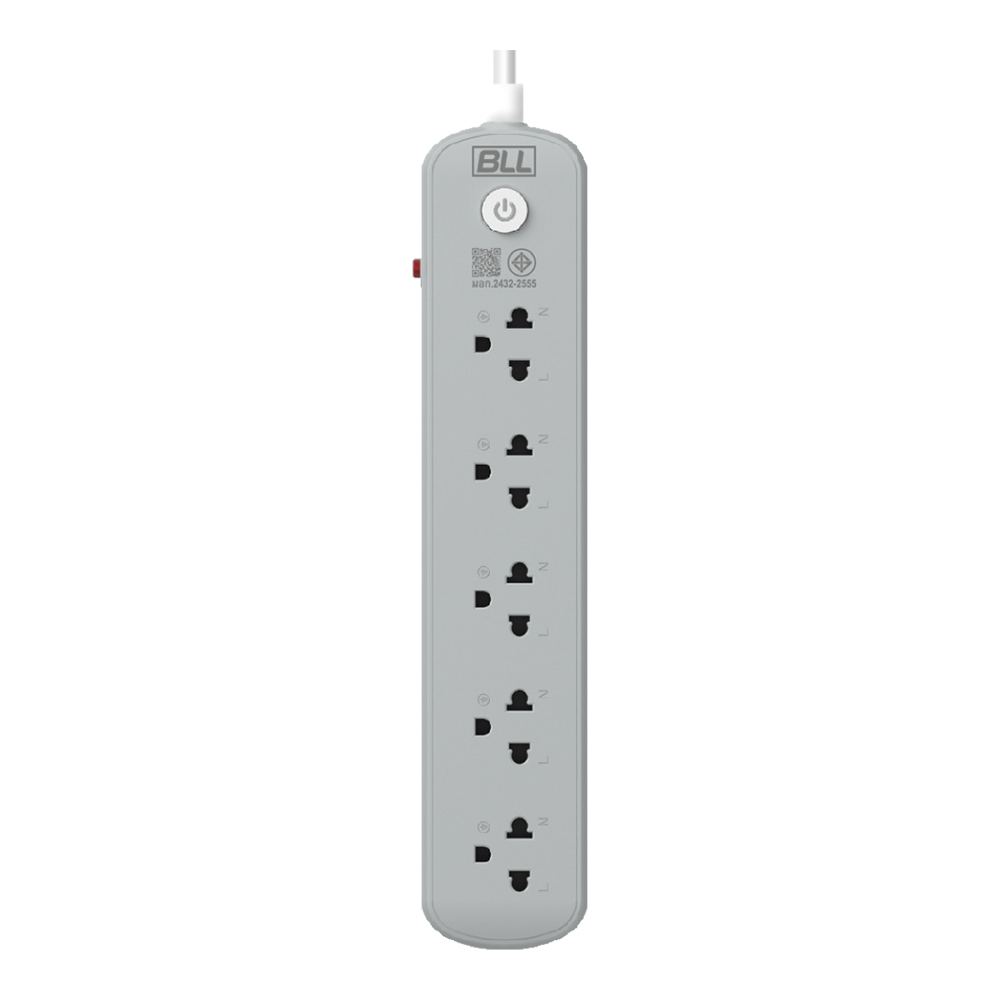 PLUG (ปลั๊กไฟ) BLL B65 5 OUTLET 1 SWITCH 5 METER 2300 WATT - GREY