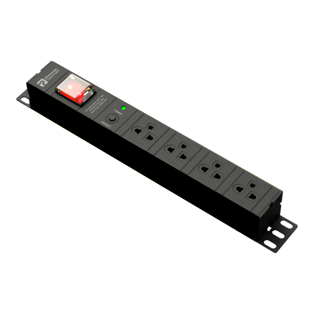 PLUG (ปลั๊กไฟ) POWERCONNEX 4 OUTLET 1 SWITCH 3 METER 3680 WATT - BLACK (PXC5PHTTS-TS04-B)
